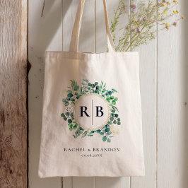 Bolso De Tela Boda de Bienvenida Jardín de Eucalipto Verde