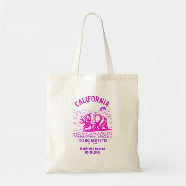 Bolso De Tela Boda de California Bienvenida Brindis Bridesmaid,  (Frente)