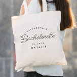 Bolso De Tela Boda de caligrafía de soltera de Bachelorette Part<br><div class="desc">El Boda de caligrafía Tote Bag de Bachelorette Party Bridesmaid cuenta con diversión y caligrafía de bonito,  además de la fecha del evento y el nombre personalizado. Esto hace un regalo perfecto para una fiesta de soltera - ¡llénalo de diversión!</div>