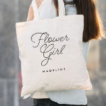 Bolso De Tela Boda de caligrafía simple de Flower Girl<br><div class="desc">La Boda de caligrafía simple Flower Girl Tote Bag presenta diversión y caligrafía de bonito,  junto con el apellido del chica de flores.</div>