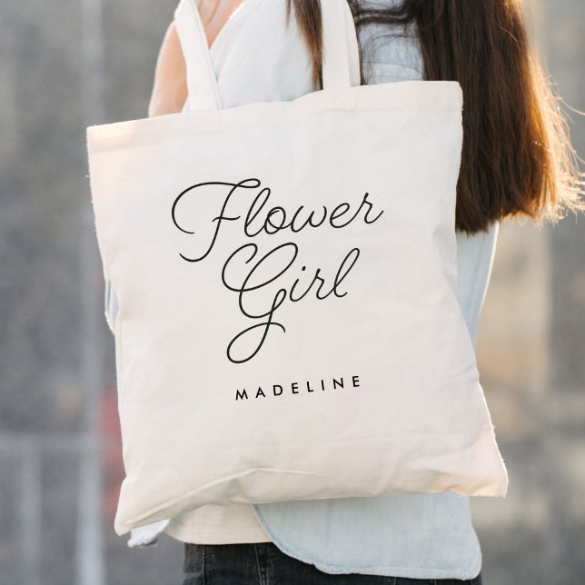 Bolso De Tela Boda de caligrafía simple de Flower Girl (Subido por el creador)