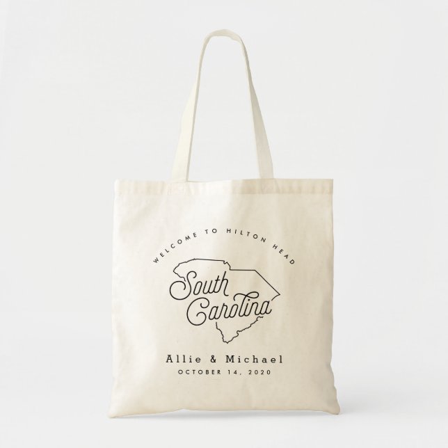 Bolso De Tela Boda de Carolina del Sur Bienvenida Tote Bag (Frente)