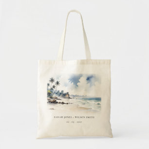 Bolso De Tela Boda de color acuático de la palma de Bali Beach