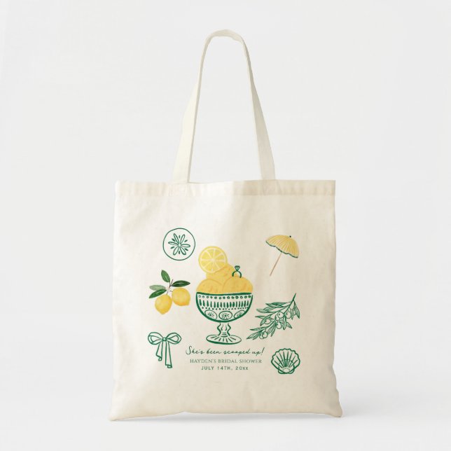 Bolso De Tela Boda de compromiso de limón recogido  (Frente)