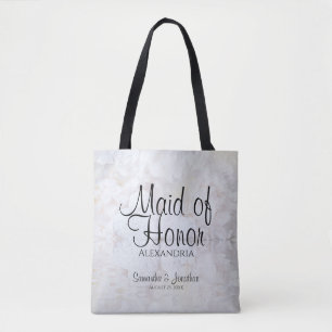 Bolso De Tela Boda de Corazón y Peonías Blancas, empleada de hon