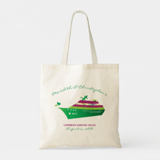 Bolso De Tela Boda de crucero Green Ship Hearts