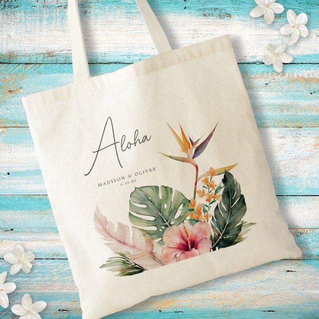 Bolso De Tela Boda de destino de acuarela tropical botánica (Subido por el creador)