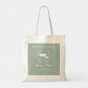 Bolso De Tela Boda de destino en Massachusetts Bienvenida 
