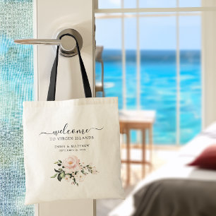 Bolso De Tela Boda de Destino Floral Rosa Rubor Bienvenida