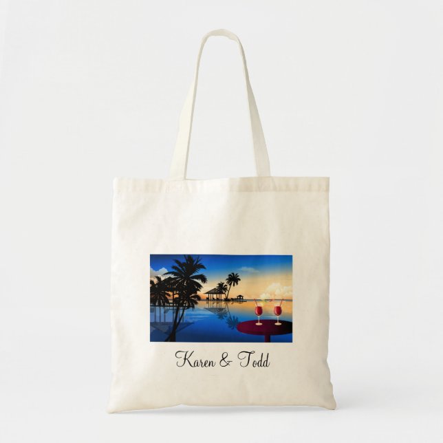 Bolso De Tela Boda de destino = personalizar con su propio nombr (Frente)