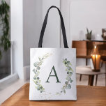 Bolso De Tela Boda de ecología de eucalipto botánico<br><div class="desc">Eucalyptus Greenery Succulent Botanical Watercolor Primavera Boda Monograma Tote Bags on canvas fondo - incluye una tipografía de escritura hermosa y elegante con hojas botánicas modernas y vegetación para el Boda especial, Ducha de Novias, Baby Shower, Bachelorette Party, Dulce 16, 16, 18, 21, 30, 40, 5 celebración de cumpleaños 0,...</div>