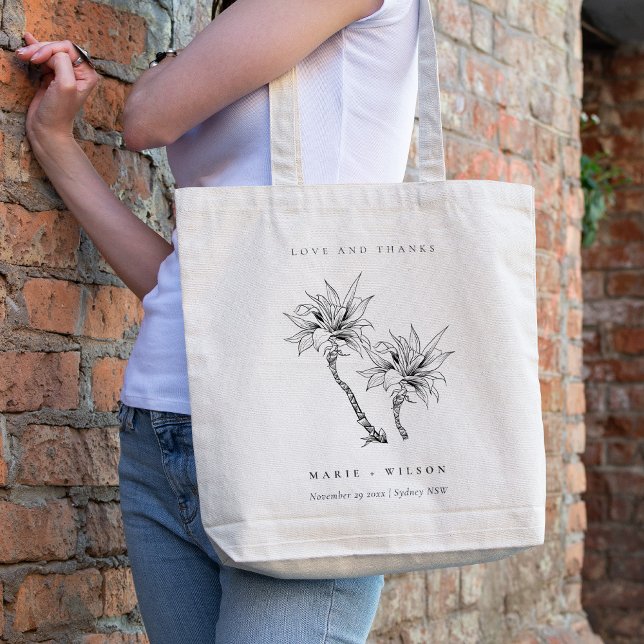 Bolso De Tela Boda de esbozo blanco negro de palmas rusticas tro (Subido por el creador)