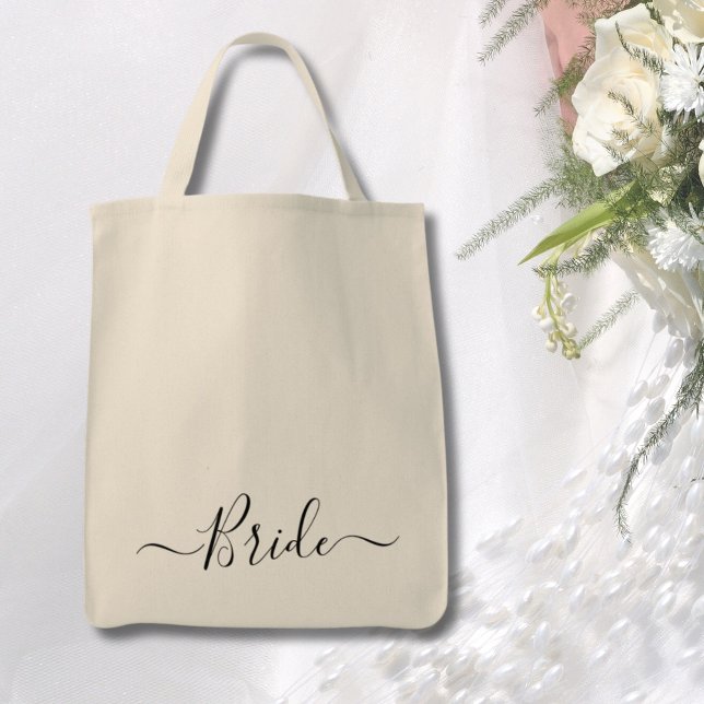 Bolso De Tela boda de escritura moderna Bride (Mother of the Groom modern script wedding party Tote Bag
)