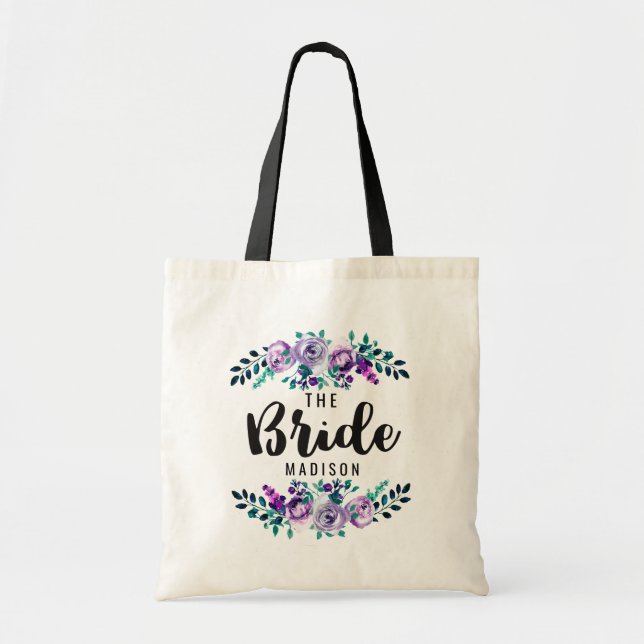 Bolso De Tela Boda de flor morado de leche (Frente)