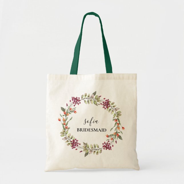 Bolso De Tela Boda de Flor Silvestre Boda Tote (Frente)