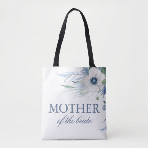 Bolso De Tela Boda de flores de anemone y verde polvoriento azul