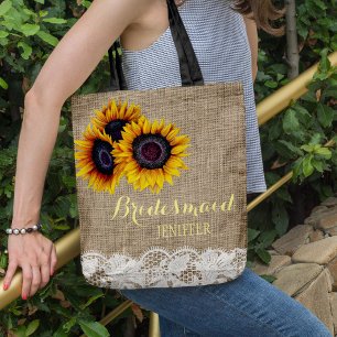 Bolso De Tela Boda de flores de sol rusas burlap lace dama de ho