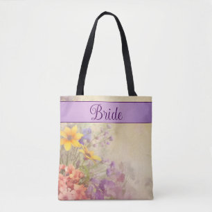 Bolso De Tela Boda de flores silvestres románticas