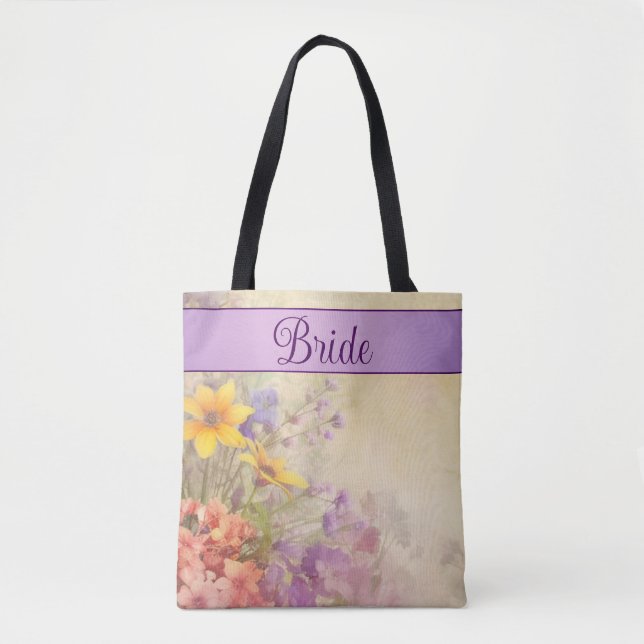 Bolso De Tela Boda de flores silvestres románticas  (Anverso)