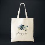 Bolso De Tela boda de flowgirl azul marino<br><div class="desc">Bonito diseño de garland florido con elegantes flores azules polvorientas y azul marino.</div>