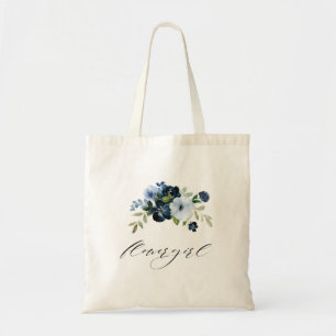 Bolso De Tela boda de flowgirl azul marino