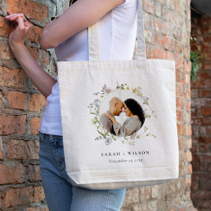 Bolso De Tela Boda de fotos de flores de flor cutáneo de prado r