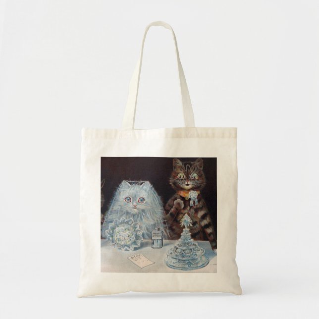 Bolso De Tela Boda de gatos, matrimonio, novia, Louis Wain (Frente)