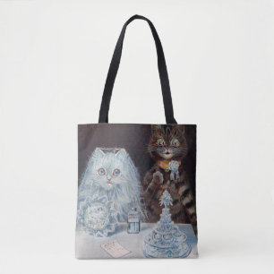 Bolso De Tela Boda de gatos, matrimonio, novia, Louis Wain