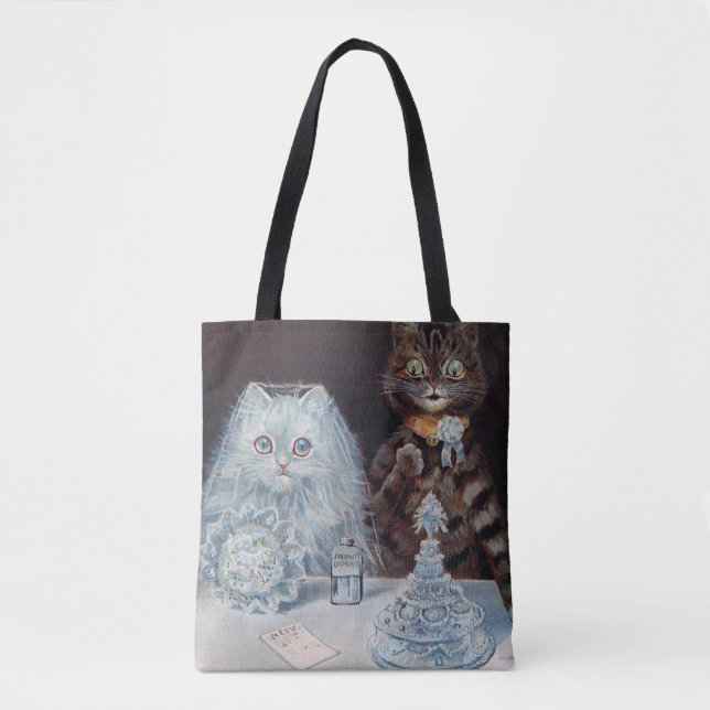 Bolso De Tela Boda de gatos, matrimonio, novia, Louis Wain (Anverso)