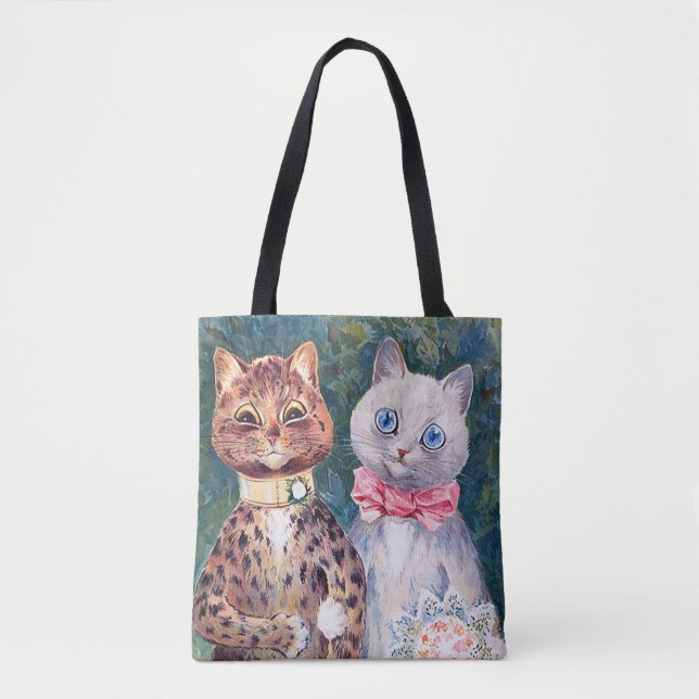 Bolso De Tela Boda de gatos, matrimonio, novia, Louis Wain (Anverso)