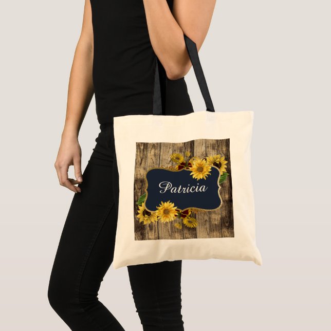 Bolso De Tela Boda de girasol ruso añada el nombre Tote Bag (Anverso (producto))