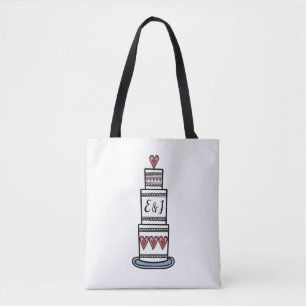 Bolso De Tela Boda de Ilustracion de tarta Boda personalizada
