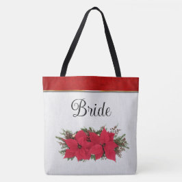 Bolso De Tela Boda de invierno de Poinsettia Roja