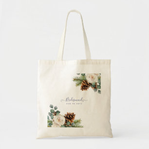 Bolso De Tela Boda de Invierno Eucalyptus Greenery Rosas Blancas