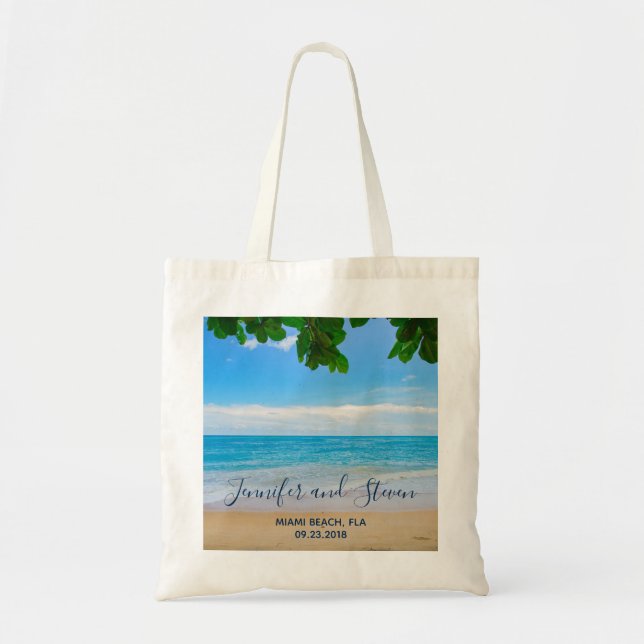 Bolso De Tela Boda de Isla Tropical Beach Vacation (Frente)