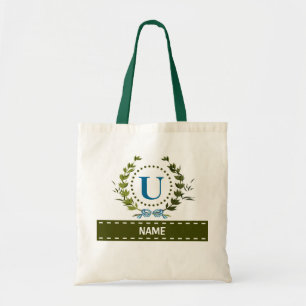 Bolso De Tela Boda de Ivy Wreath personalizado Fecha Monograma U