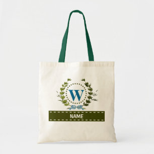 Bolso De Tela Boda de Ivy Wreath personalizado Fecha Monograma W