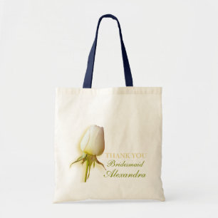 Bolso De Tela Boda de la dama de honor de la rosa blanca gracias
