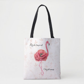 Bolso De Tela Boda de la dama de honor florida rosa Flamingo