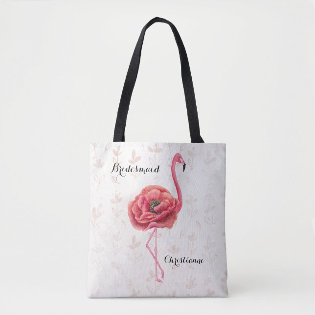 Bolso De Tela Boda de la dama de honor florida rosa Flamingo (Anverso)