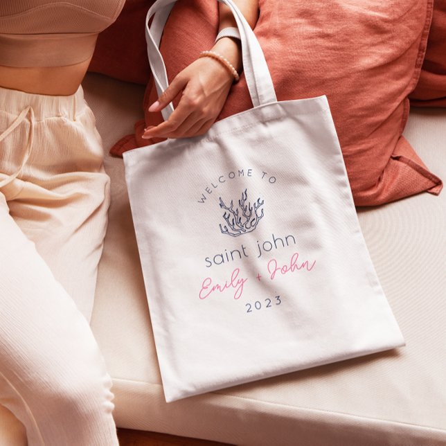 Bolso De Tela boda de la isla personalizado bienvenida pez estre (Subido por el creador)