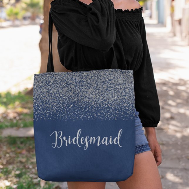 Bolso De Tela Boda  de la Marina Purpurina de Plata Azul (Subido por el creador)