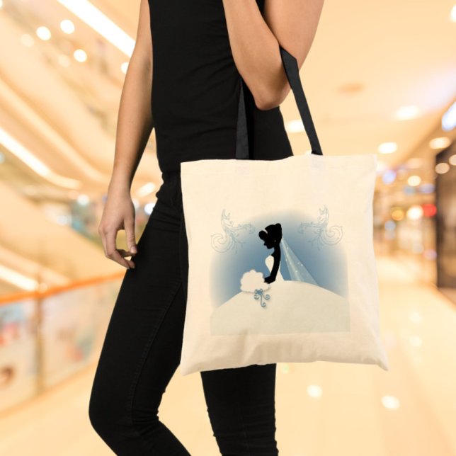 Bolso De Tela Boda de la novia de la pareja (Team Bride Wedding gown bridal silhouette Tote Bag)