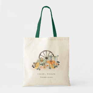 Bolso De Tela Boda de la rueda floral de la calabaza de otoño rú