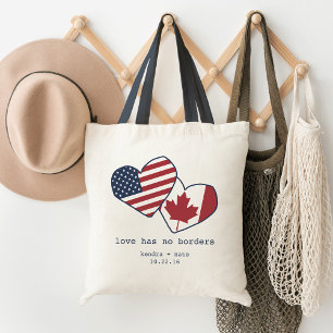 Bolso De Tela BODA de las Banderas del Corazón de Estados Unidos