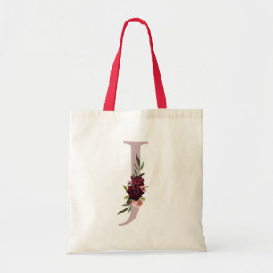 Bolso De Tela Boda de letra J de monograma rosa rubor rojo de Bo