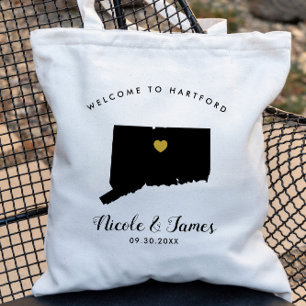 Bolso De Tela Boda de mapas de Connecticut Bag de bienvenida Tot