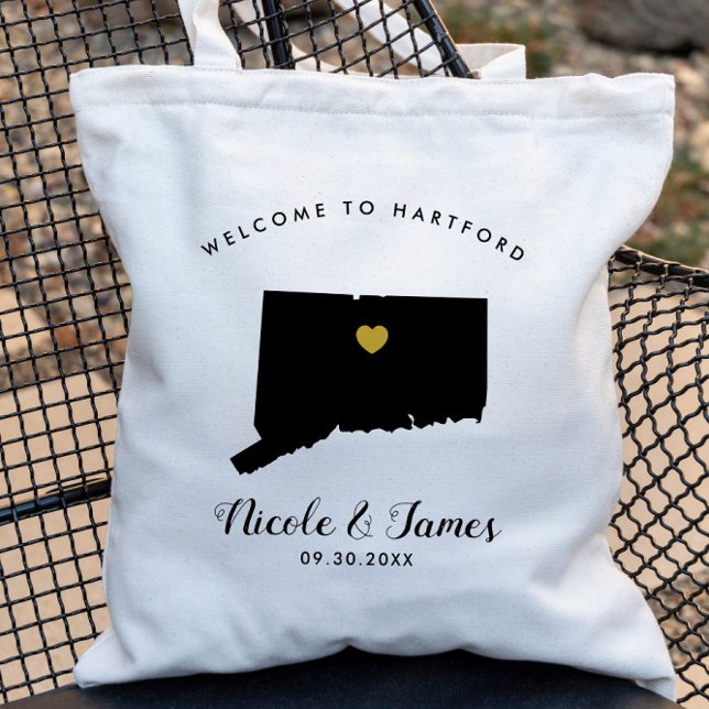 Bolso De Tela Boda de mapas de Connecticut Bag de bienvenida Tot (Subido por el creador)
