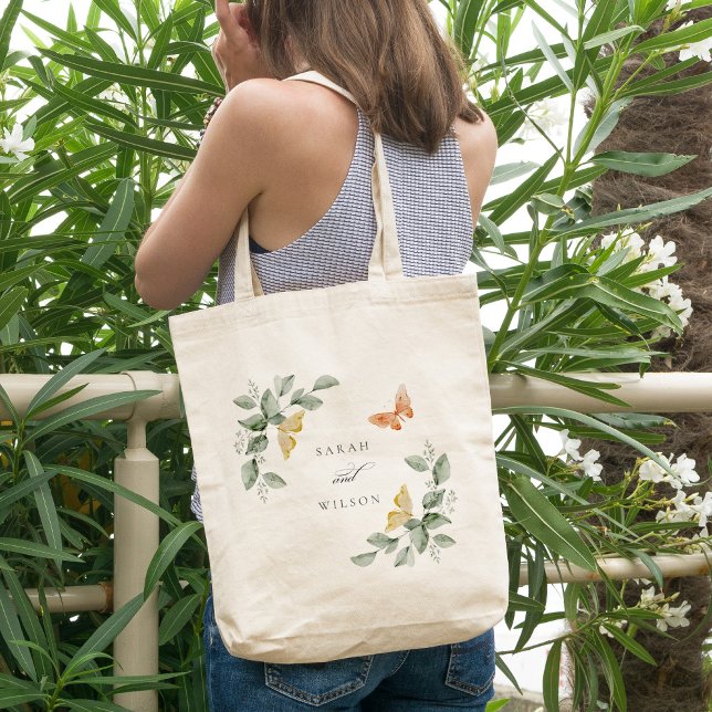 Bolso De Tela Boda de mariposas de hueso de jardín amarillo (Subido por el creador)