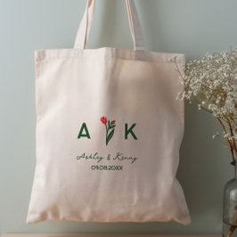 Bolso De Tela Boda de Monograma de Flor Silvestre de Arte Popula